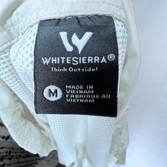 White Sierra Outdoor Shirt Beige Medium Fishing Hiking Vented Rolled Sleeves - Picture 13 of 16